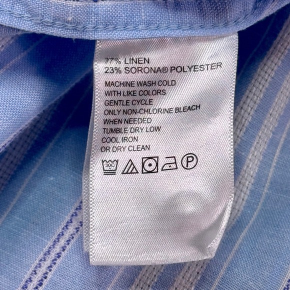 Tommy Bahama Men's XXL Linen Blend Button Down Blue Striped Long Sleeve Shirt - Picture 4 of 7